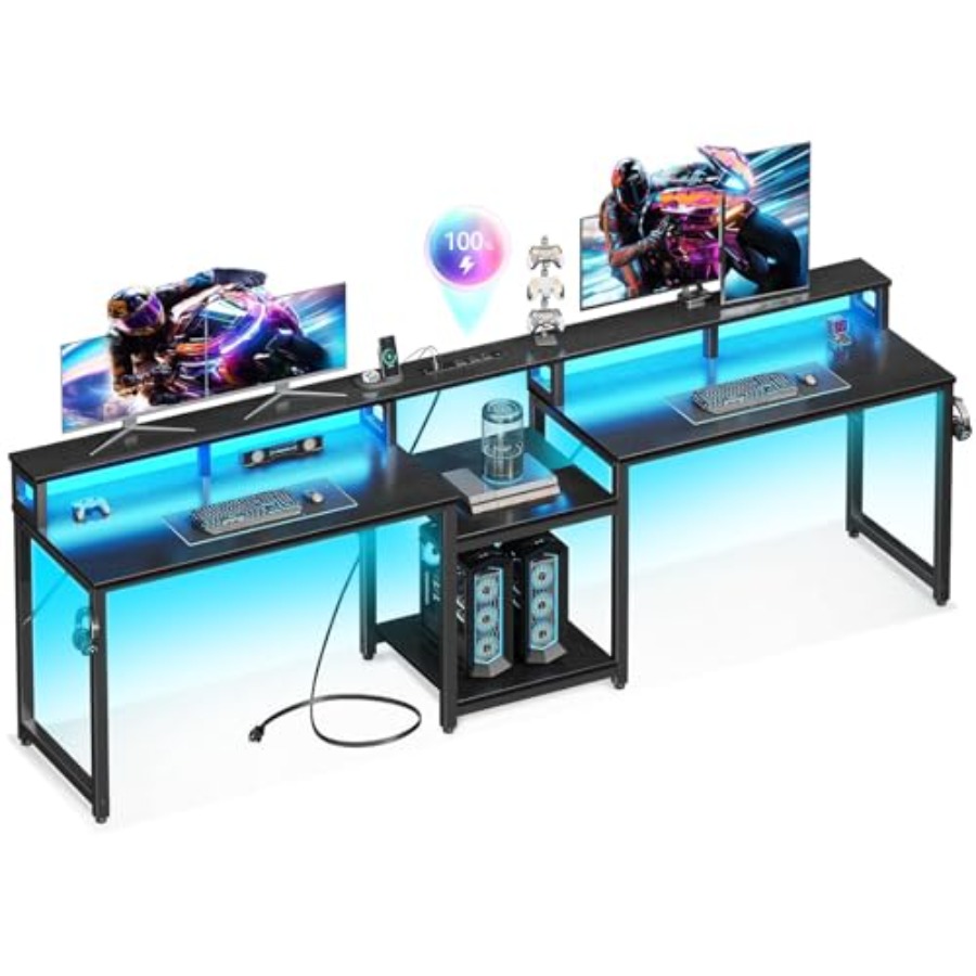 Gaming desk for 2 persons, 98' - Desk Setup L Shaped ulasan dan harga