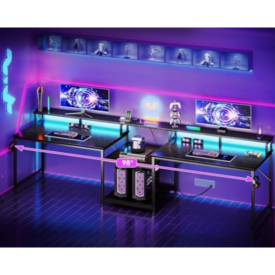 Gaming desk for 2 persons, 98' - Desk Setup L Shaped ulasan dan harga