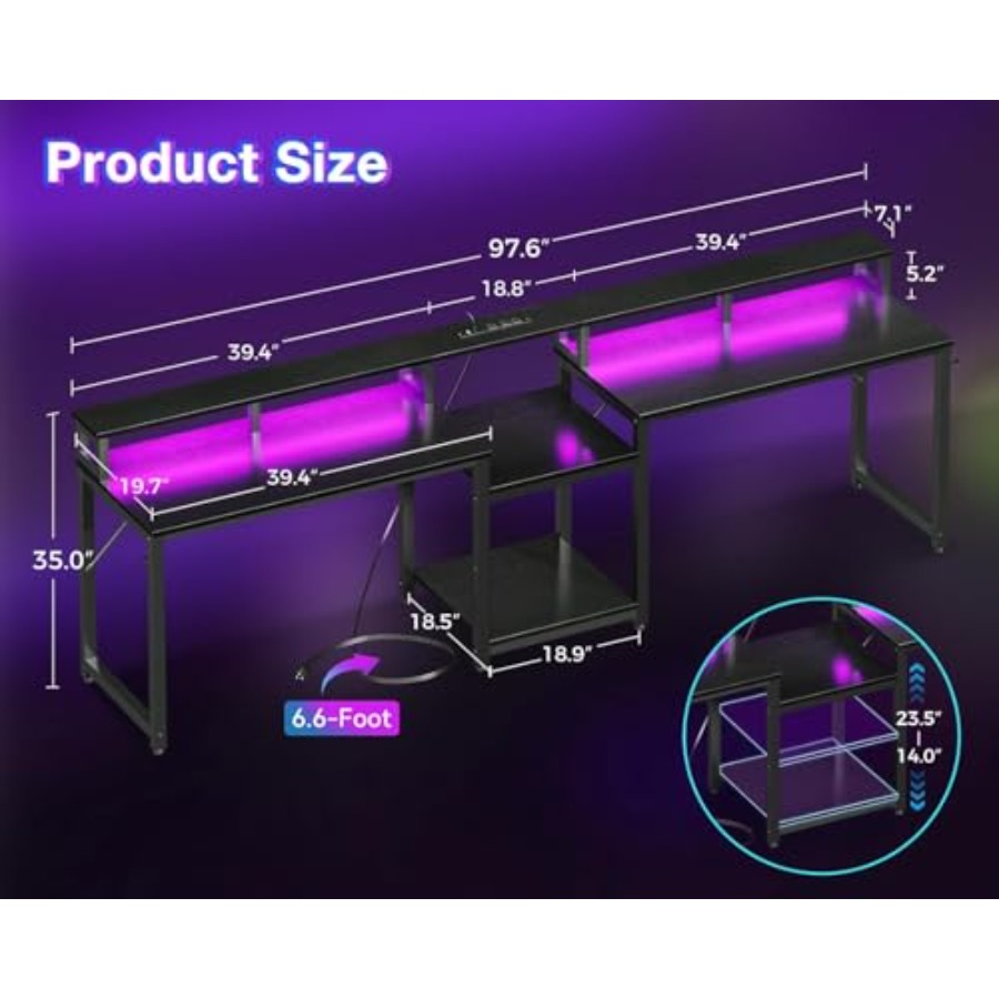 Gaming desk for 2 persons, 98' - Desk Setup L Shaped ulasan dan harga