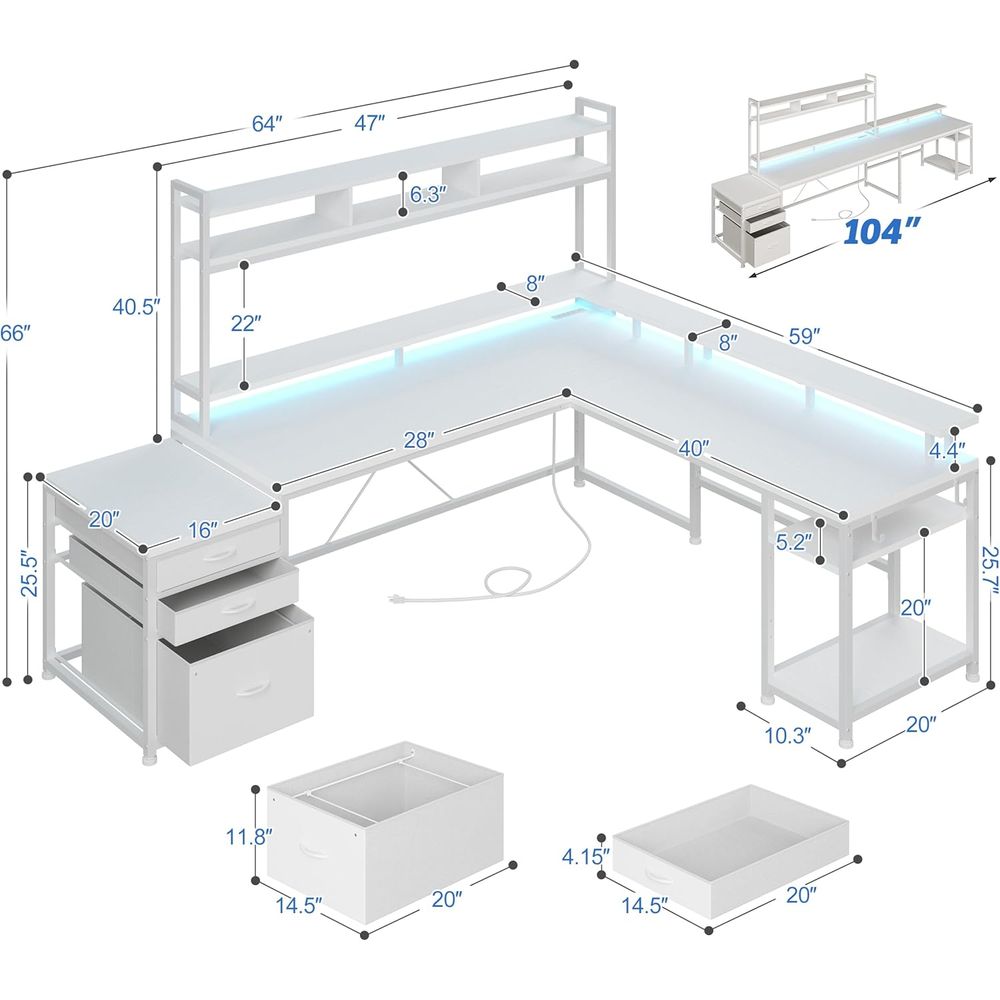 104-inch L-Shaped Desk for Dua - Desk Setup L Shaped ulasan dan harga