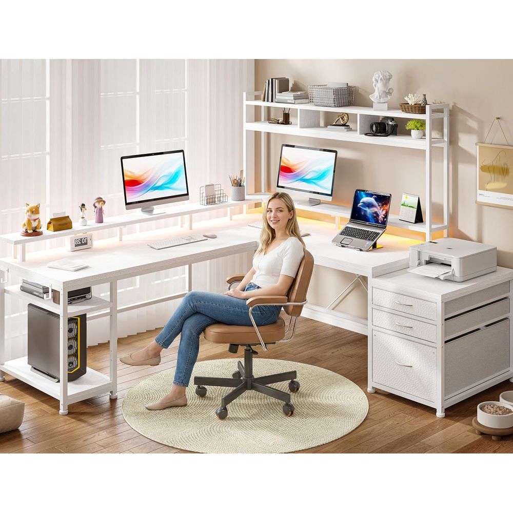 104-inch L-Shaped Desk for Dua - Desk Setup L Shaped ulasan dan harga
