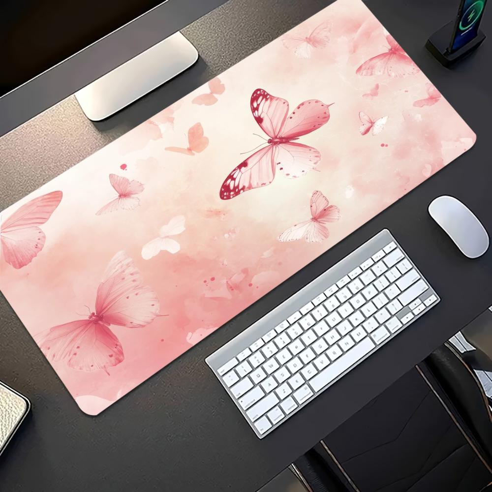 Watercolor Pink Butterfly Larg - Desk Setup Pc And Laptop ulasan dan harga