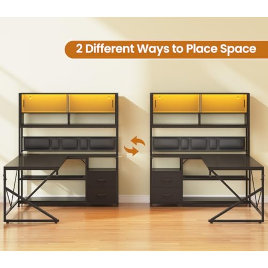 L Shaped Gaming Desk with Stor - Desk Setup L Shaped ulasan dan harga