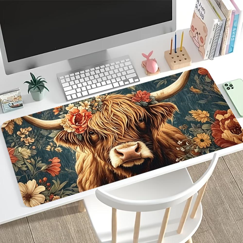 Vintage Highland Cow Floral Ga - Desk Setup Pc And Laptop ulasan dan harga
