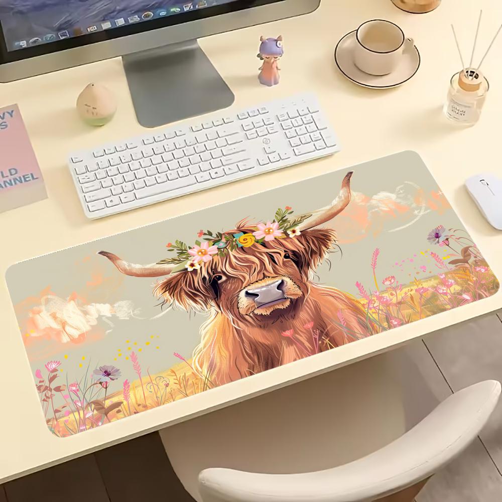 Vintage Highland Cow Floral Ga - Desk Setup Pc And Laptop ulasan dan harga
