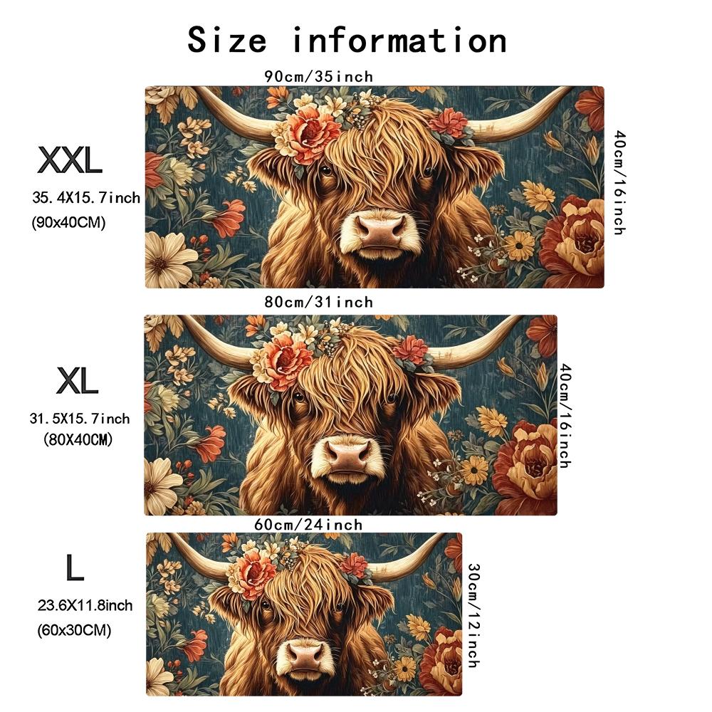 Vintage Highland Cow Floral Ga - Desk Setup Pc And Laptop ulasan dan harga