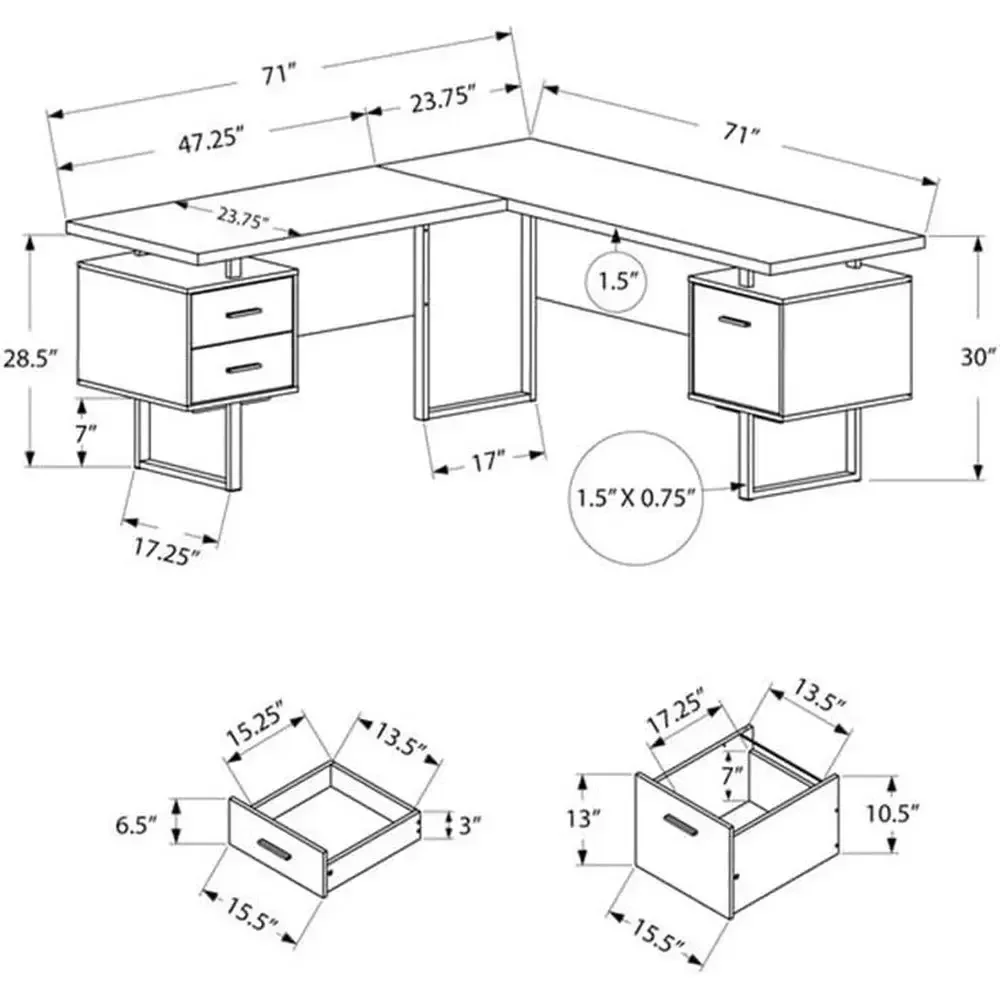 L-Shaped 70 Computer Desk with - Desk Setup L Shaped ulasan dan harga