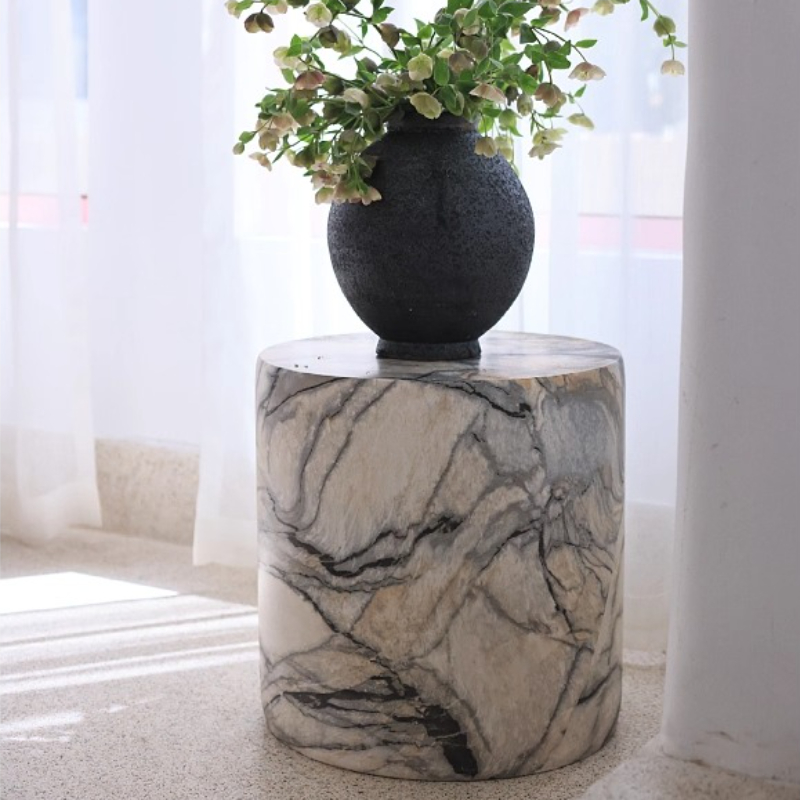 Black White Side Tables Cylind - Desk Setup Minimalist ulasan dan harga