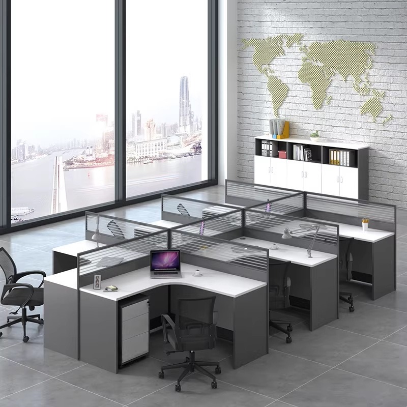 White Office Desk for 2 4 or 6 - Desk Setup L Shaped ulasan dan harga