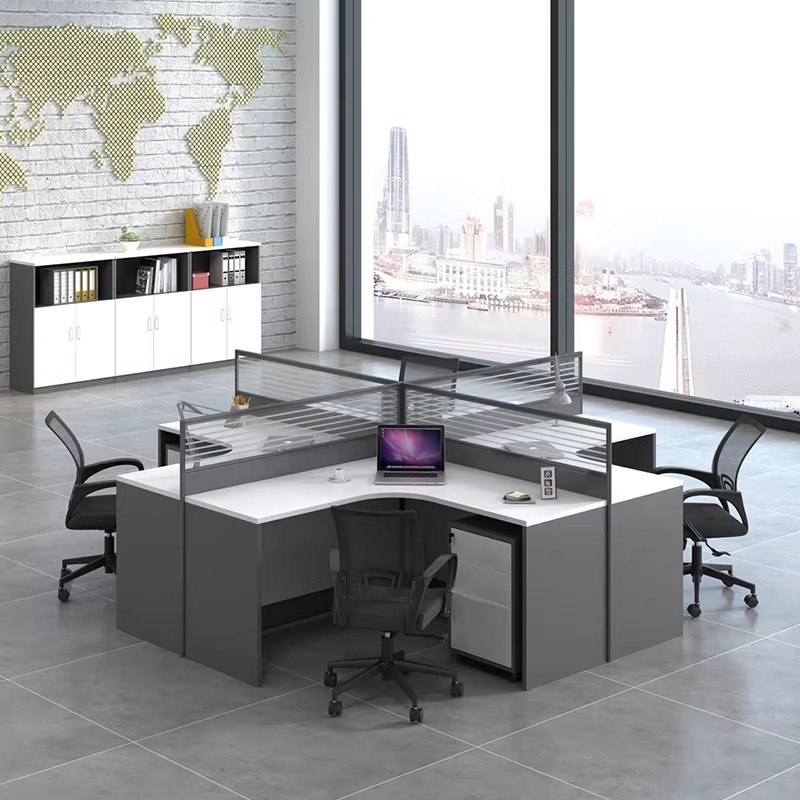 White Office Desk for 2 4 or 6 - Desk Setup L Shaped ulasan dan harga