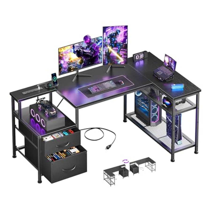 49 Inch L Shaped Gaming Desk w - Desk Setup L Shaped ulasan dan harga