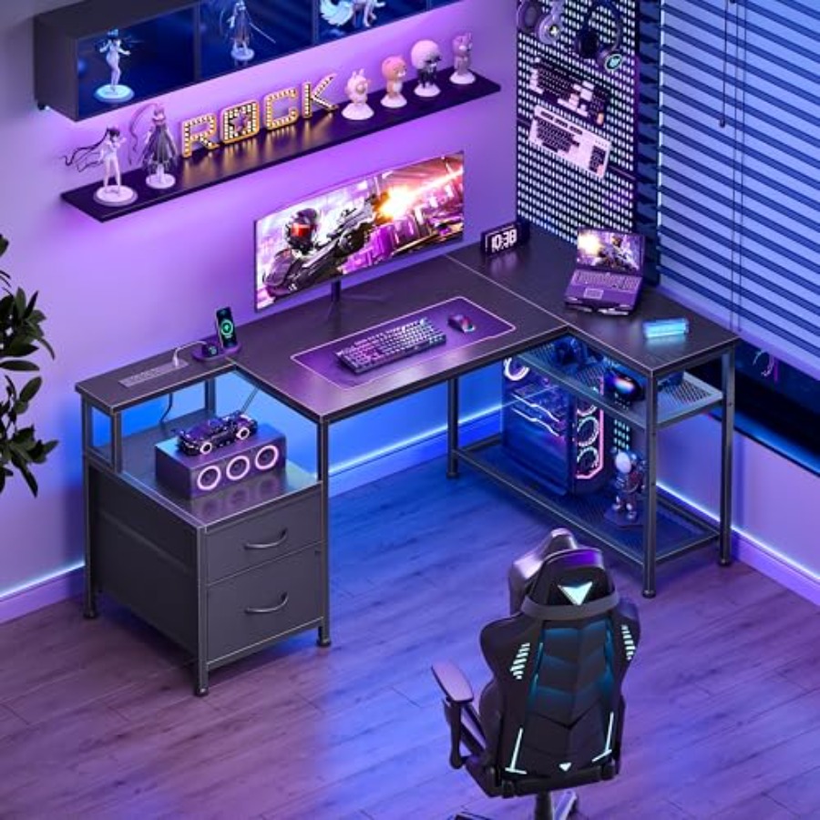 49 Inch L Shaped Gaming Desk w - Desk Setup L Shaped ulasan dan harga