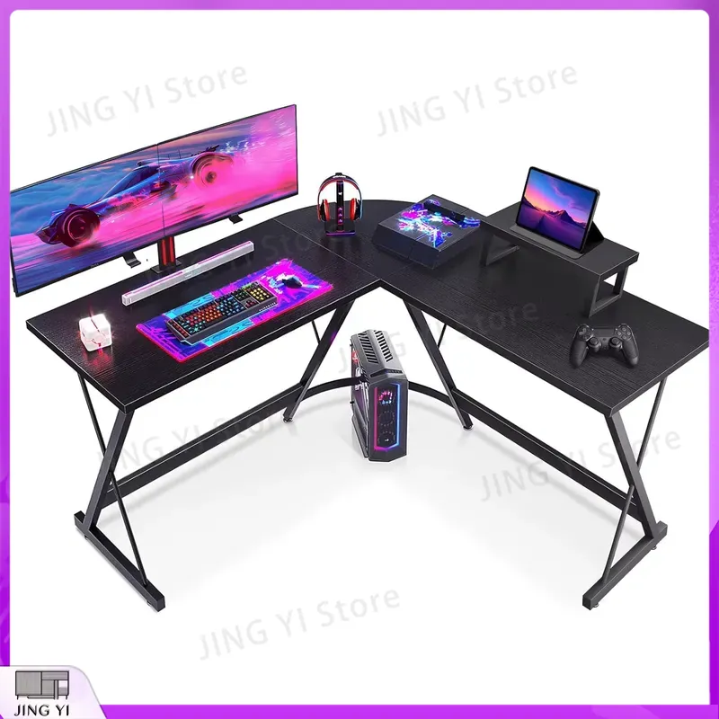 L Shaped Gaming Desk with Moni - Desk Setup L Shaped ulasan dan harga