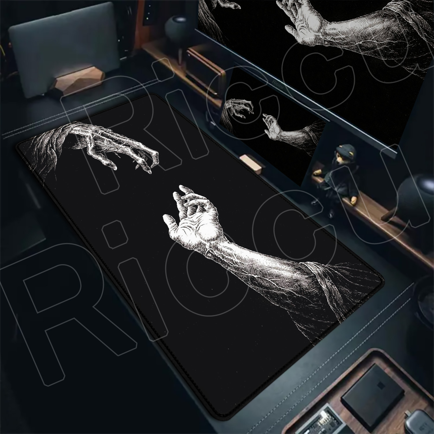 HD Large Black White XXL Gothi - Desk Setup Pc And Laptop ulasan dan harga
