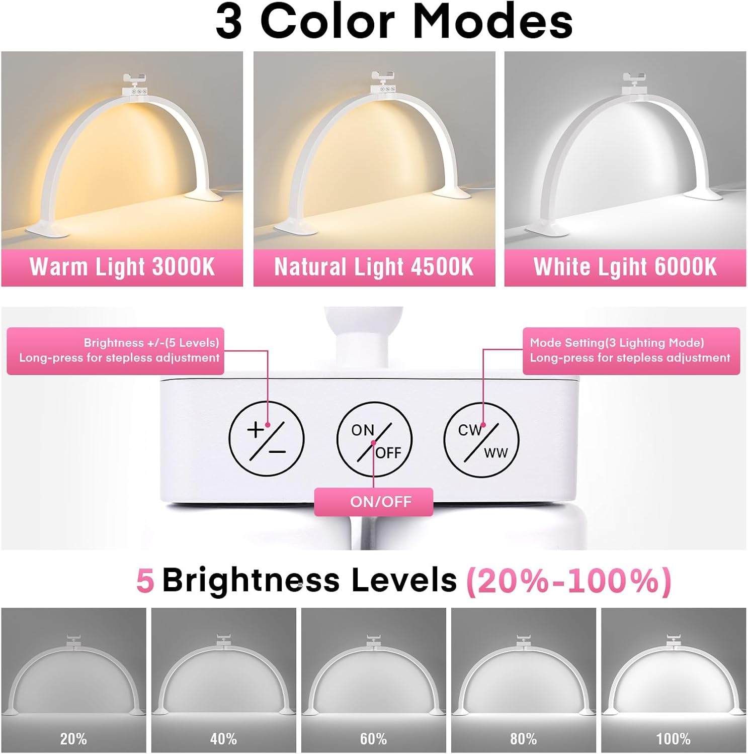 Half Moon Light U-Shaped Nail  - Desk Setup Lamp ulasan dan harga