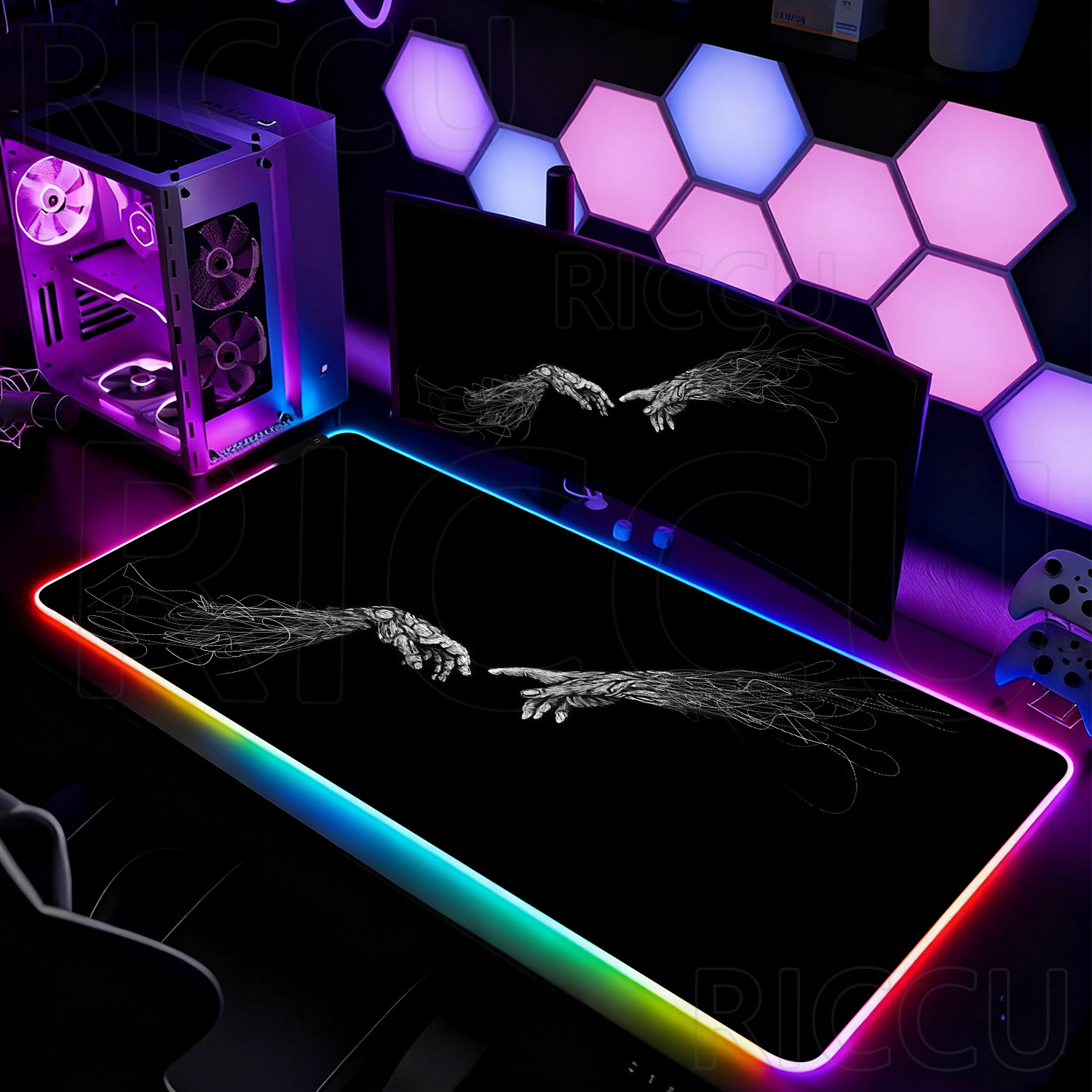 RGB XXL HD Large Black White G - Desk Setup Pc And Laptop ulasan dan harga